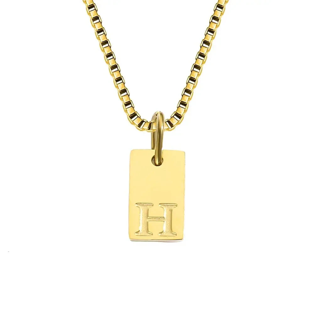 Single Initial Engraved Charm Necklace