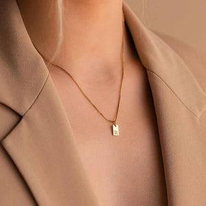 Single Initial Engraved Charm Necklace