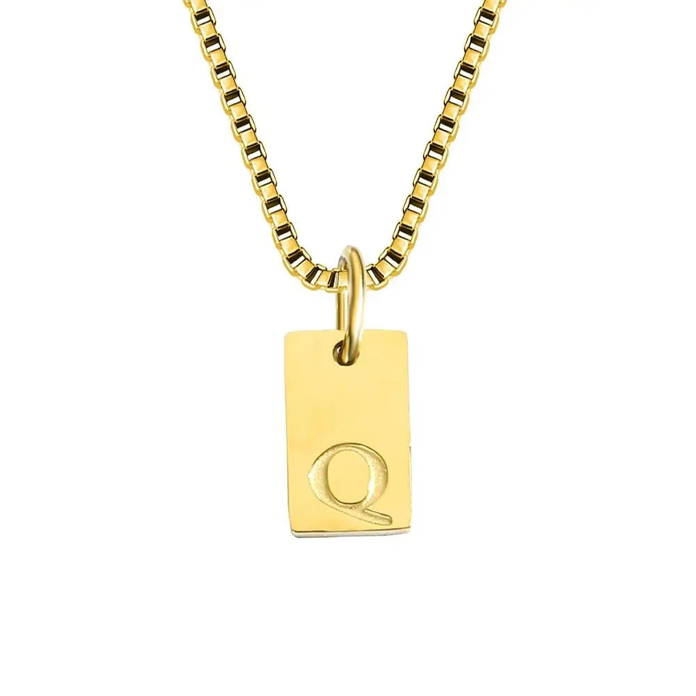 Single Initial Engraved Charm Necklace