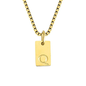 Single Initial Engraved Charm Necklace