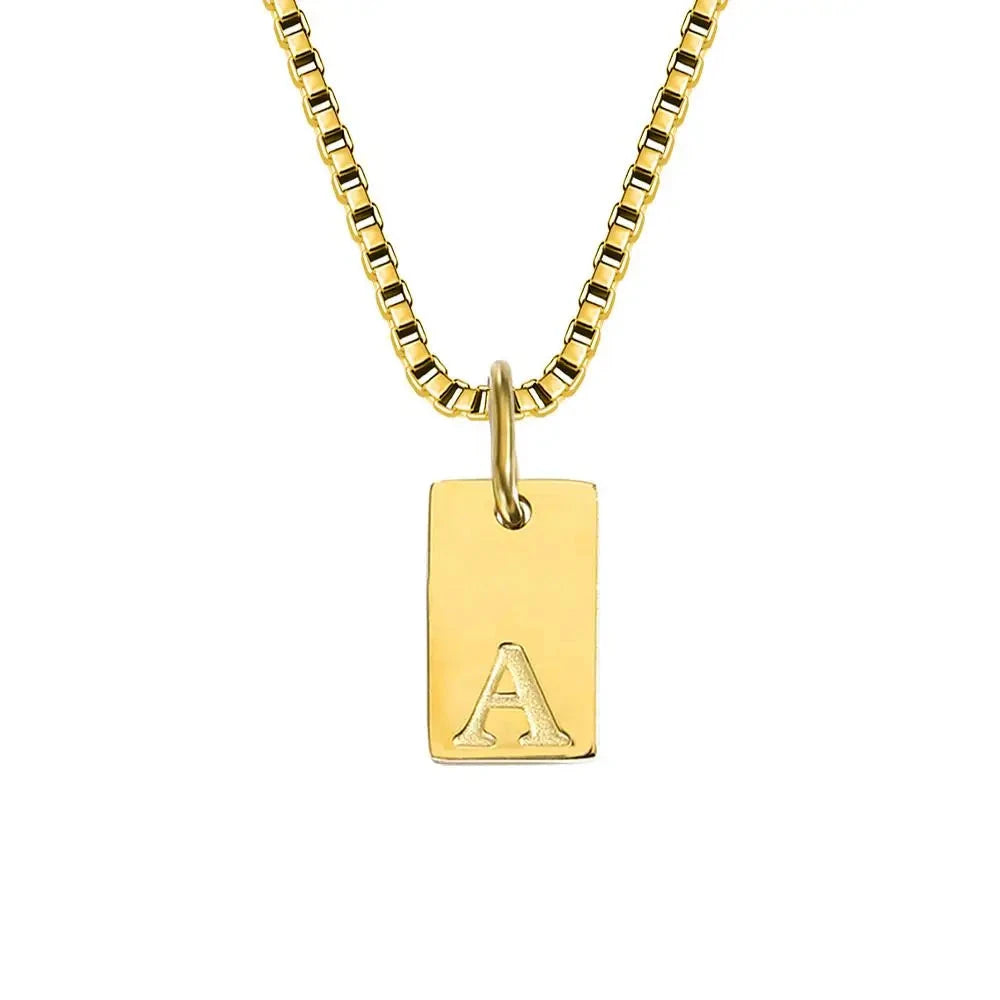 Single Initial Engraved Charm Necklace