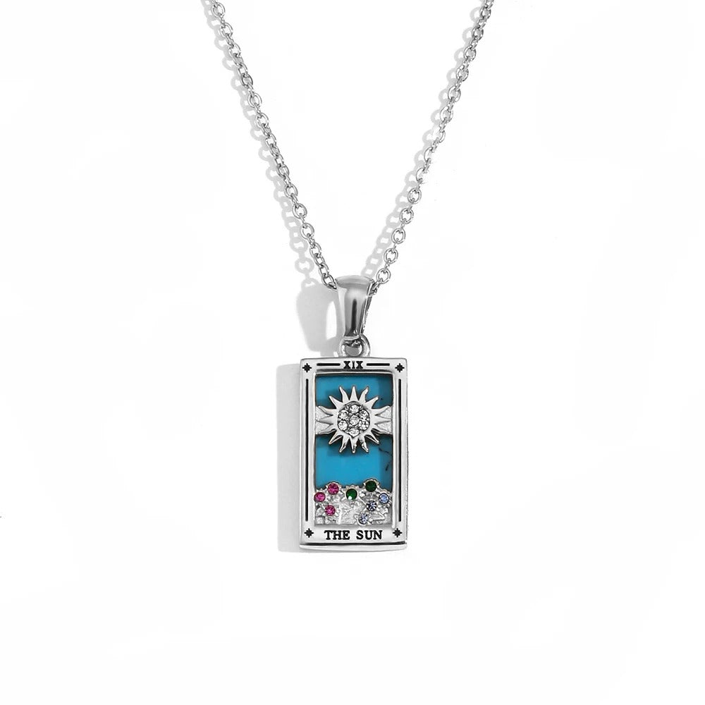 THE SUN© — Rectangle Pendant Necklace Silver