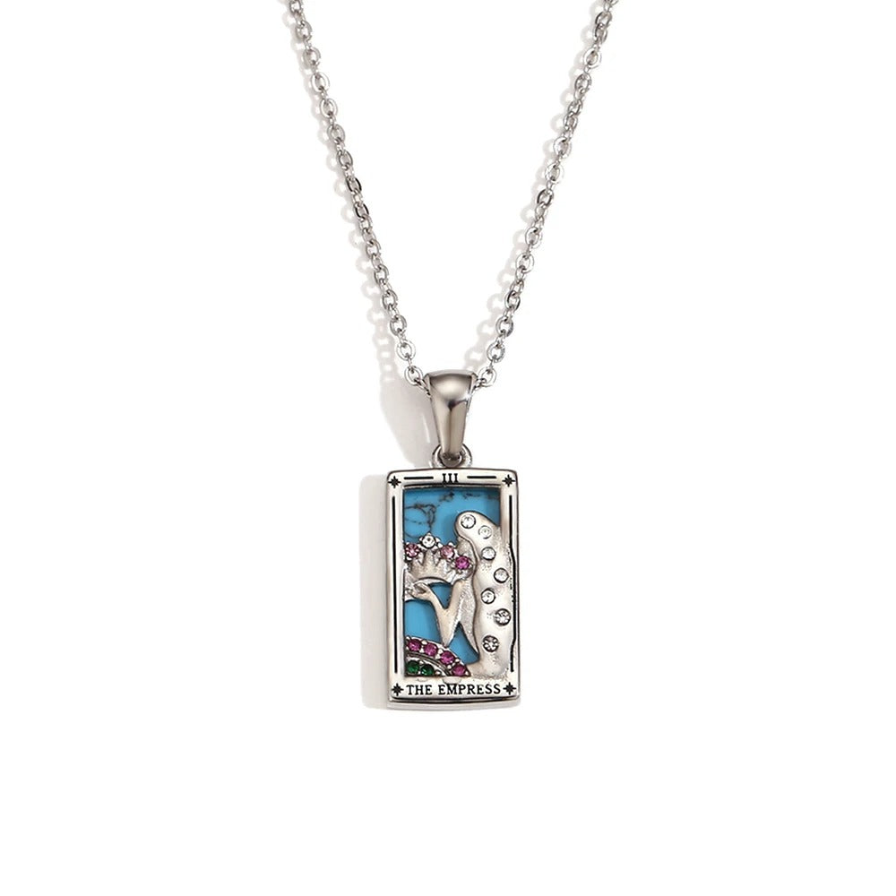 THE EMPRESS© — Rectangle Pendant Necklace Silver