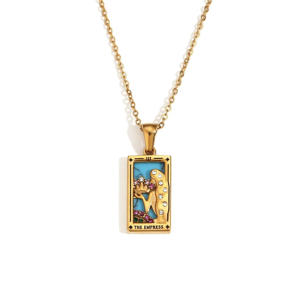 THE EMPRESS© — Rectangle Pendant Necklace Gold